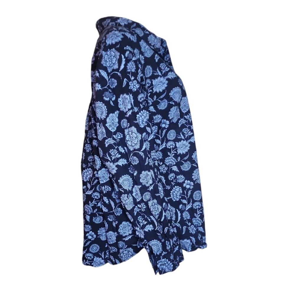 Roamans Shirt Womens Plus Size 28W Blue Floral‎ Button Down Long Sleeve Collared - Picture 4 of 7